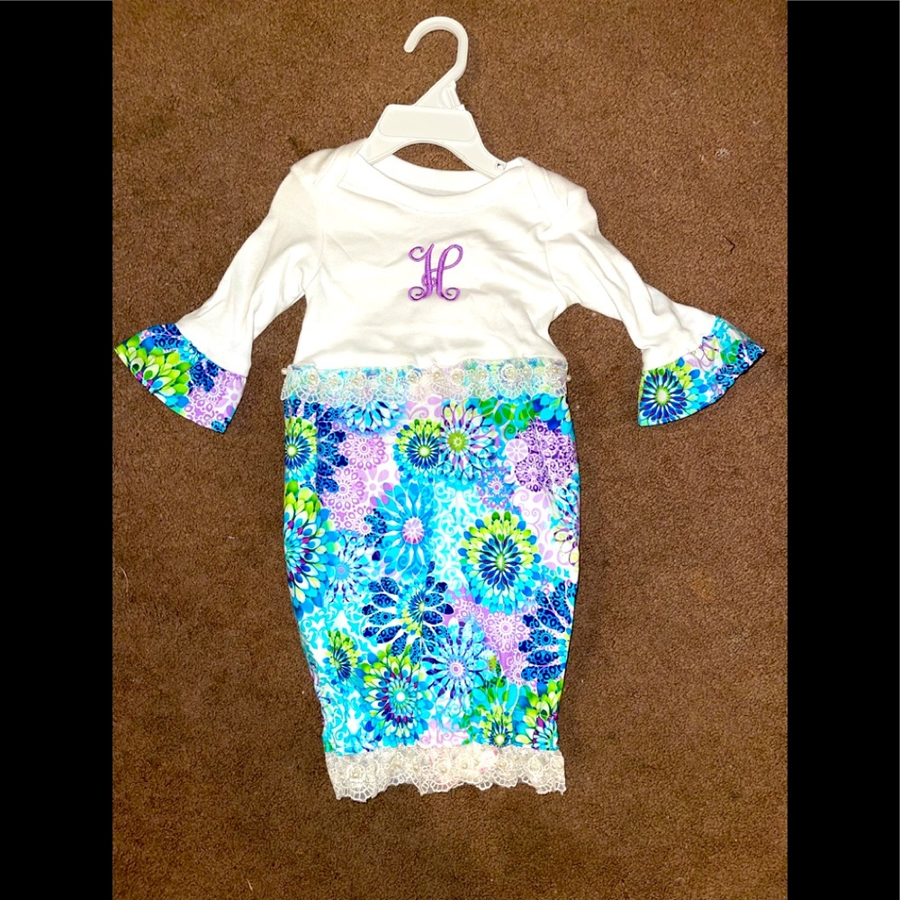 Baby girl monogram night gown/dress